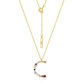 Collana in argento sterling S925 placcato oro con ciondolo lettera C in zirconi colorati - Argento 925 / Stile C (N010498)