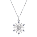 Collana a fiocco di neve in argento 925 con pendente di perla e zirconi blu - Ciondolo Solo (Senza Catena) / Argento 925