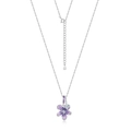 S925 sterling silver orchid flower pendant necklace with purple gradient enamel and zircons - Pendant Only (Without Chain) / 925 Silver