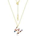 Collana in argento S925 placcato oro con pendente a lettera W in zirconi arcobaleno - Argento 925 / Stile W (N010514)