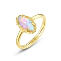 Adjustable S925 sterling silver ring with marquise opal stone in golden finish - 925 Silver / Artificial Opal (Ring)