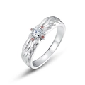 Dragon scale and phoenix feather S925 silver couple ring with round moissanite stone - HK15# / Male Style