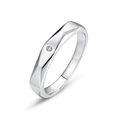 Gepolijste S925 sterling zilveren ring met geometrische facetten en een centrale moissaniet - HK15# / Dik Zilver Wit Goud