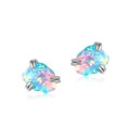 Eleganti orecchini a lobo in argento sterling S925 con pietre di opale sintetico blu - Orecchini a Lobo in Opale Semplici (ER014555) / Argento 925 / Blu Fantasia