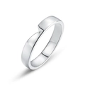Minimalist S925 sterling silver ring with inset moissanite stone in a polished finish - HK17# / Minimalist Step Style (Men)