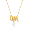 Collana con pendente a serpente in argento S925 con perla bianca e occhi di pietre verdi - Ciondolo Serpente in Oro 10K (Senza Catena)