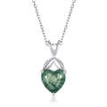 Elegant S925 silver necklace featuring a heart-shaped green moss agate pendant - Pendant Only (No Chain) / 925 Silver