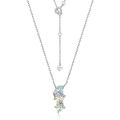 Elegante collana in argento 925 con tre pendenti in opale iridescente a forma di cuore - Collana Cuore Verticale (NL014557) / Argento 925 / Bianco AB