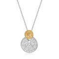 S925 sterling silver Victoria coin pendant necklace with double lion relief and crest - 925 Silver / Bright Silver & 10K Gold (Pendant Only - Without Chain)