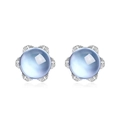 Orecchini a fiore in argento S925 con topazio azzurro e design a sei petali - Oro Bianco Argento Spesso / Argento 925