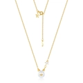S925 sterling silver gold cat pearl necklace with crescent moon and star charm detail - Gold