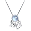 Cute S925 sterling silver octopus necklace with blue aquamarine gemstone pendant - 925 Silver / Pendant Only (Without Chain)