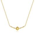 Minimalist S925 10K gold plated necklace with oval peridot pendant and zircons - Necklace / 925 Silver