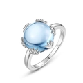 Elegant S925 sterling silver ring with sky blue topaz featuring branch-like six-prong setting - HK11# / Sky Blue Topaz