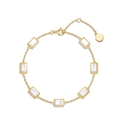 Elegant gold S925 silver bracelet featuring rectangular white mother of pearl stones - Gold