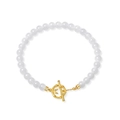Bracciale di perle di giada nefrite bianca con chiusura a bambù in argento placcato oro - Argento 925 / Oro 10K + Lacca Elettroforetica
