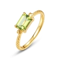 Minimalist S925 sterling silver gold ring with emerald cut peridot and fish scale texture - US6# / 10K Gold