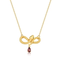 Gold-plated S925 silver infinity snake necklace with a pear-cut red garnet pendant - 925 Silver / Gold