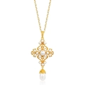 Retro S925 silver 9K gold plated necklace with cross pearl pendant and zirconia - 925 Silver / Artificial Pearl (Without Chain)