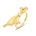 Vintage-Goldring im Palaststil mit gebürstetem Finish und Kristallen aus S925 Silber - Einstellbar Offen / 10K Gold