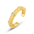 Luxe retro S925 zilveren vergulde gevlochten open ring met zirkonia steentjes - Verstelbaar Open / Goud