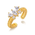 Italienischer gebürsteter Goldring mit Zirkon-Weizenmuster in elegantem offenem Design - Einstellbar Offen / 10K Gold + Elektrophoretischer Lack