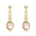 Vintage style gold earrings with oval opal stones and sparkling diamond accents - Opal Earrings (ER024326)