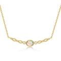 Delicate gold-plated S925 silver ring featuring an oval opal with hollow wave design - Opal Necklace (NL024313)