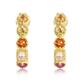 S925 sterling silver drop earrings with multi-color citrine and peridot crystals - One Size / Multicolor Gemstone Earrings (ER024301)