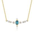 Collier rétro en argent S925 avec pendentif Topaze Bleu Londres et fini doré - Collier (Topaze Bleue de Londres)