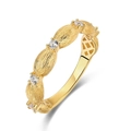 Vintage 925 sterling silver ring with 10K gold plating and five round crystal stones - HK11# / 10K Gold + Electrophoretic Lacquer