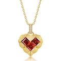 S925 silver heart necklace with red garnet and brushed gold finish for women - 925 Silver / Red Garnet (Pendant Only)