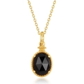 S925 silver gold-plated necklace with oval black faceted gemstone pendant - 925 Silver / Smokey Quartz Pendant Only (Without Chain)