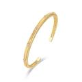 Brushed gold S925 silver open bangle with star-set cubic zirconia and matte finish - 925 Silver / 10K Gold