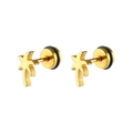 Orecchini a perno a forma di palma in acciaio inossidabile dorato opaco con design traforato - Oro (Singolo)