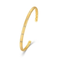 Elegant gold plated S925 silver cuff bracelet with brushed finish and inset crystals - Bracelet (BL025165)