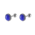 Orecchini labret in acciaio chirurgico con turchese e bordo a ingranaggi retrò - Stile Blu (Singolo) / Blu