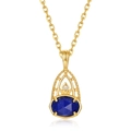 Halskette aus vergoldetem 925er Sterlingsilber mit ovalem Lapislazuli-Anhänger - Lapislazuli Anhänger Ohne Kette / 925er Silber