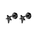 Elegante schwarze hohle Stern-Ohrstecker aus Edelstahl in minimalistischem koreanischem Stil - Schwarz (Einzeln)