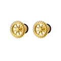Vintage gold stainless steel star stud earrings with beaded edge and rubber backs - Gold (1PC)