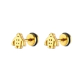 Minimalist golden titanium steel cartoon figure earrings with secure screw-back closure - Gold