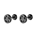 Minimalistische schwarze Edelstahl-Ohrstecker mit hohlem Stern-Design für Herren - Schwarz