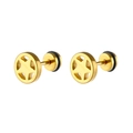 Detailansicht goldener Edelstahl-Ohrstecker mit einem modernen hohlen Sternmuster-Design - Gold
