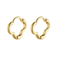 Detailed view of polished gold stainless steel earrings with petal shaped curves - Gold (Single Piece)