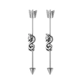 Industrial barbell earring featuring silver stainless steel dragon and arrow design - Steel Color (Single Piece)