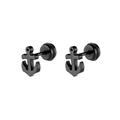 Matte black stainless steel nautical anchor stud earrings with secure butterfly backings - Black