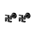 Polished black stainless steel stud earrings with religious swastika design for men and women - Black (Single)