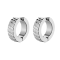 Dettaglio degli orecchini a clip in acciaio inossidabile argento con trama a pneumatico - Argento (Singolo)