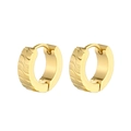Primer plano de pendientes de aro dorados de acero inoxidable con textura ondulada - Dorado (Pieza Individual)