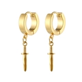 Macro view of polished gold stainless steel dagger pendants on hoop earrings - Gold